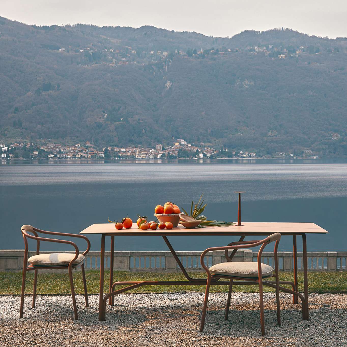 Chaise extérieur SALO avec coussin d'assise Terre cuite/ Nuvola UNOPIÙ