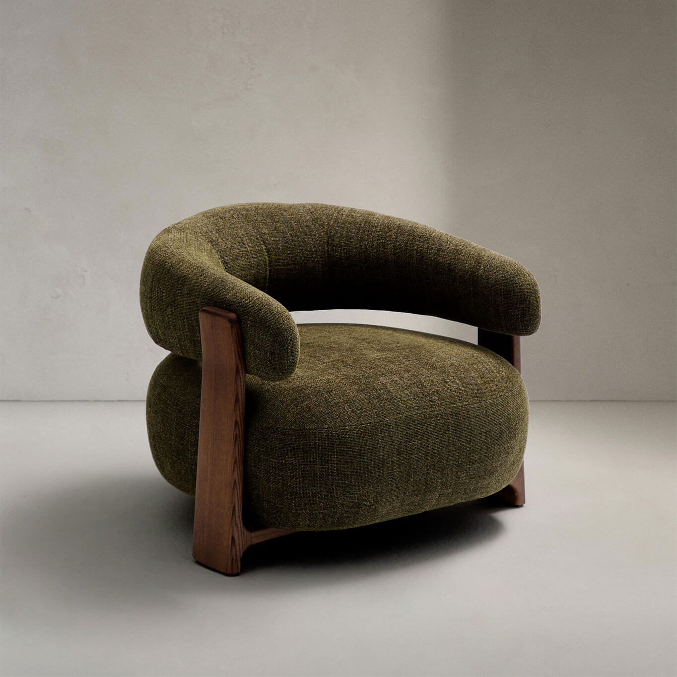 GRANITE 3 pieds Tissu Chenille vert / Frêne finition Noyer KAVE HOME