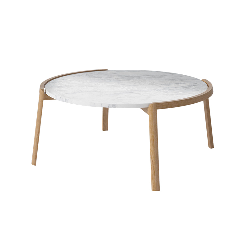 Table basse MIX Ø 94 Marbre gris blanc BOLIA