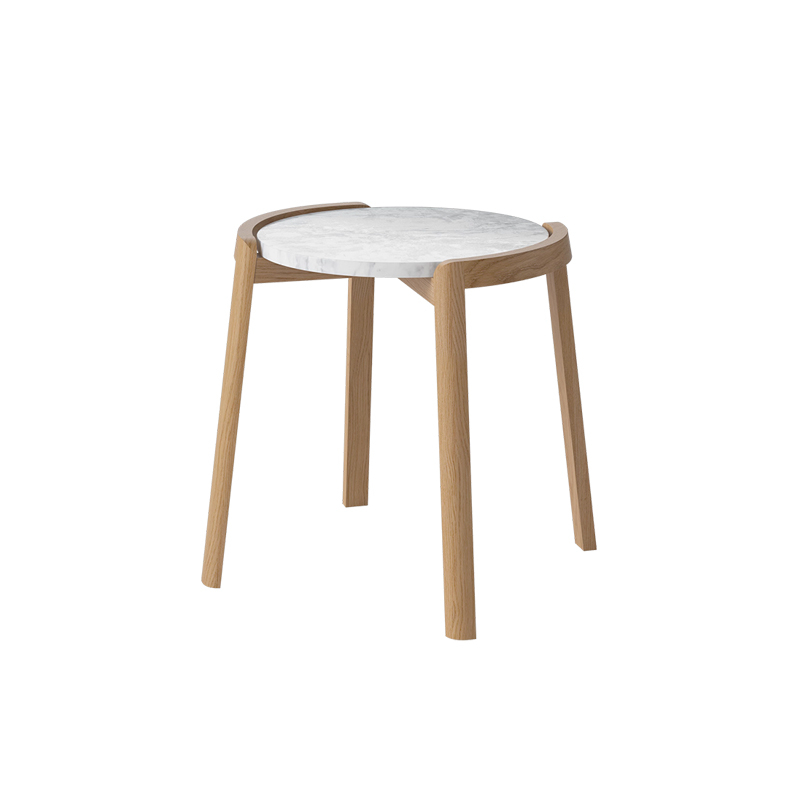 Table d'appoint guéridon MIX Ø 46 Marbre gris blanc BOLIA