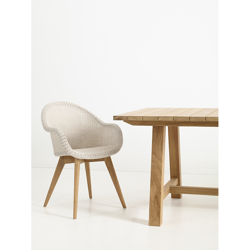 Chaise extérieur Petit fauteuil EDGARD Base teck Old Lace VINCENT SHEPPARD