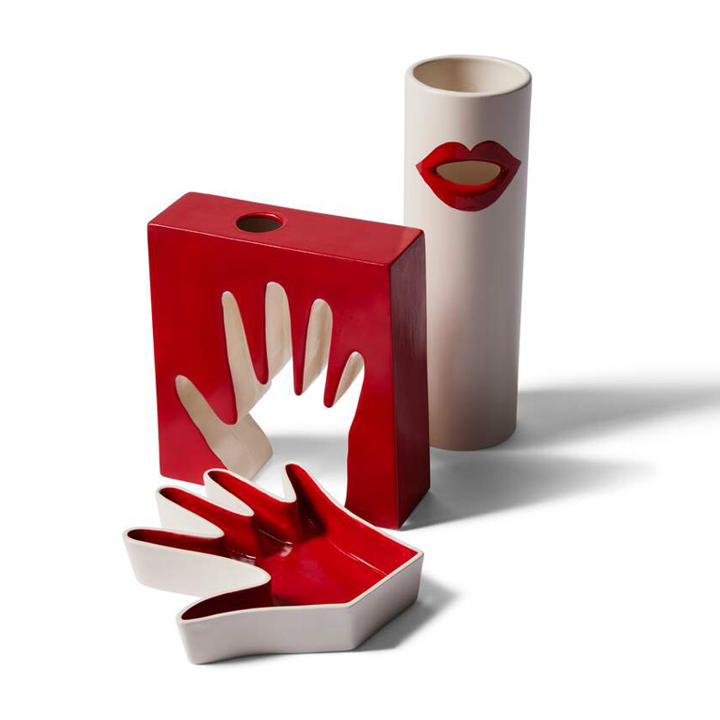 Vase Vase IMPRONTA MANO Rouge et blanc CASSINA