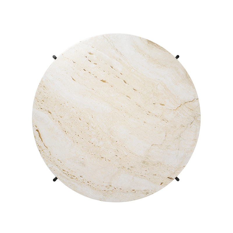Table basse TS COFFEE Ø 80 Travertin blanc neutre GUBI