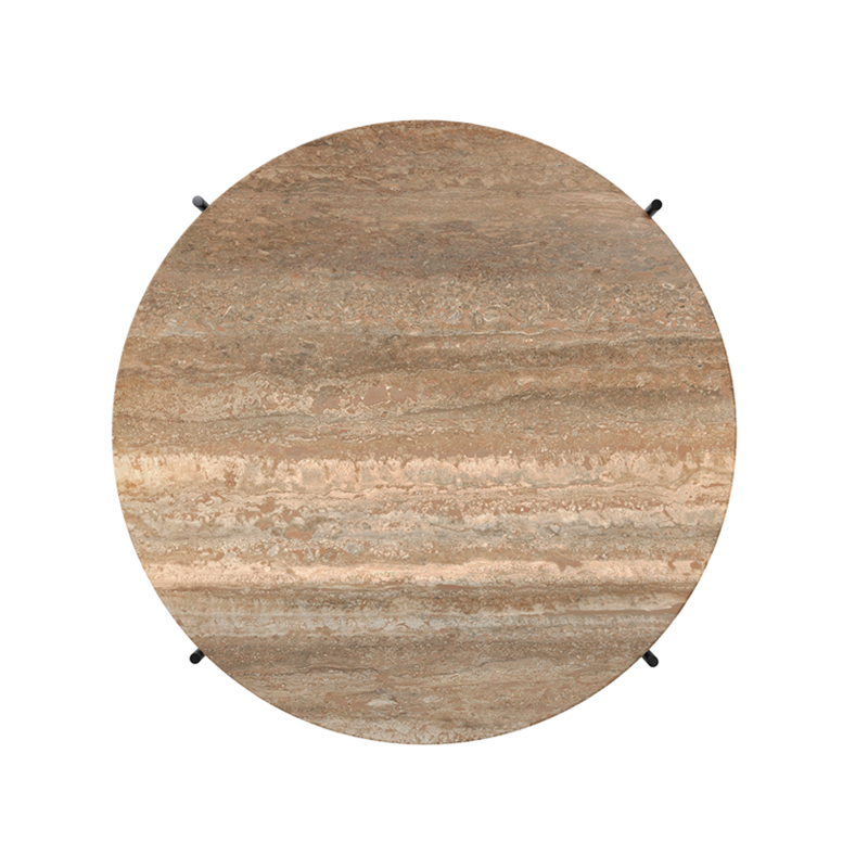 Table basse TS COFFEE Ø 80 Travertin taupe chaud GUBI