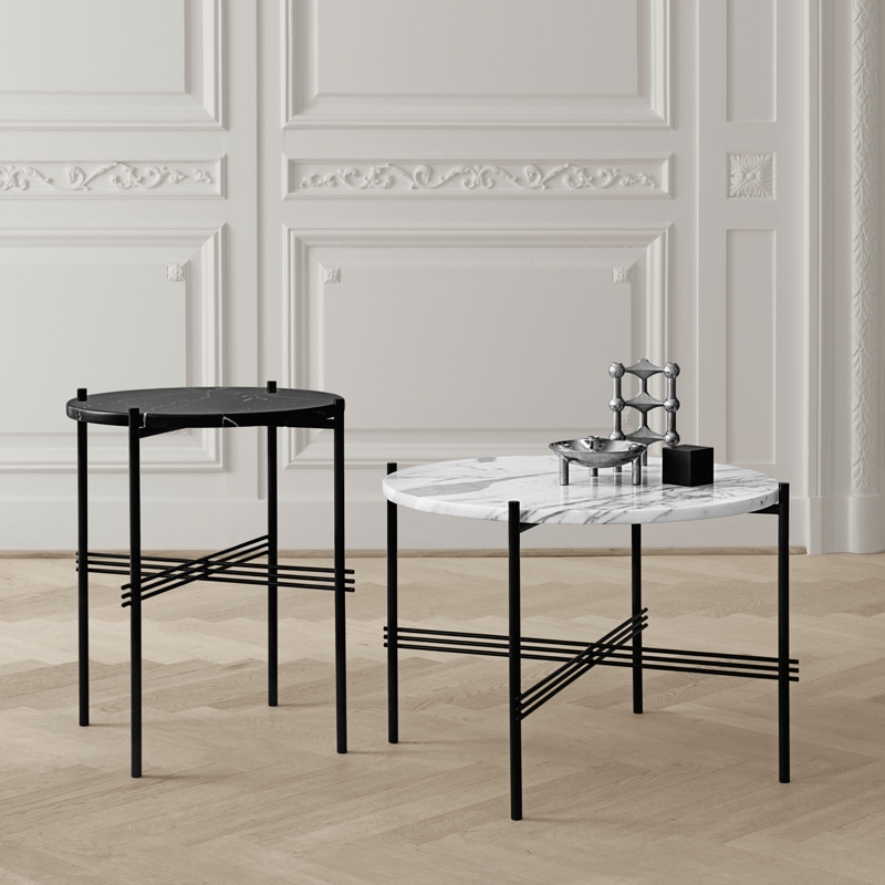 Table d'appoint guéridon TS SIDE Ø 40 Marbre Emperador gris GUBI