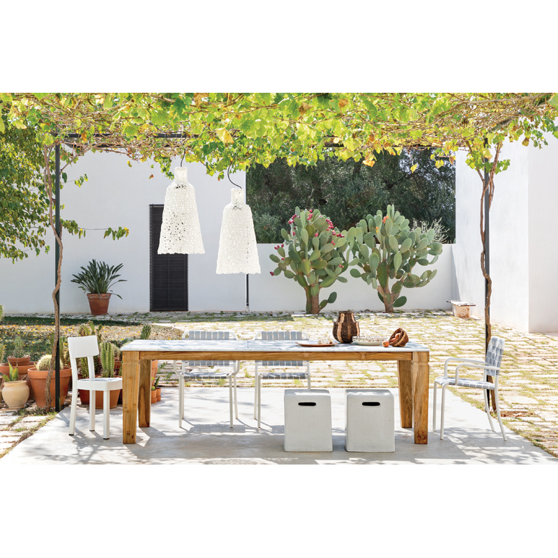 Chaise extérieur Chaise INOUT 823 Blanc/ sangles grises GERVASONI