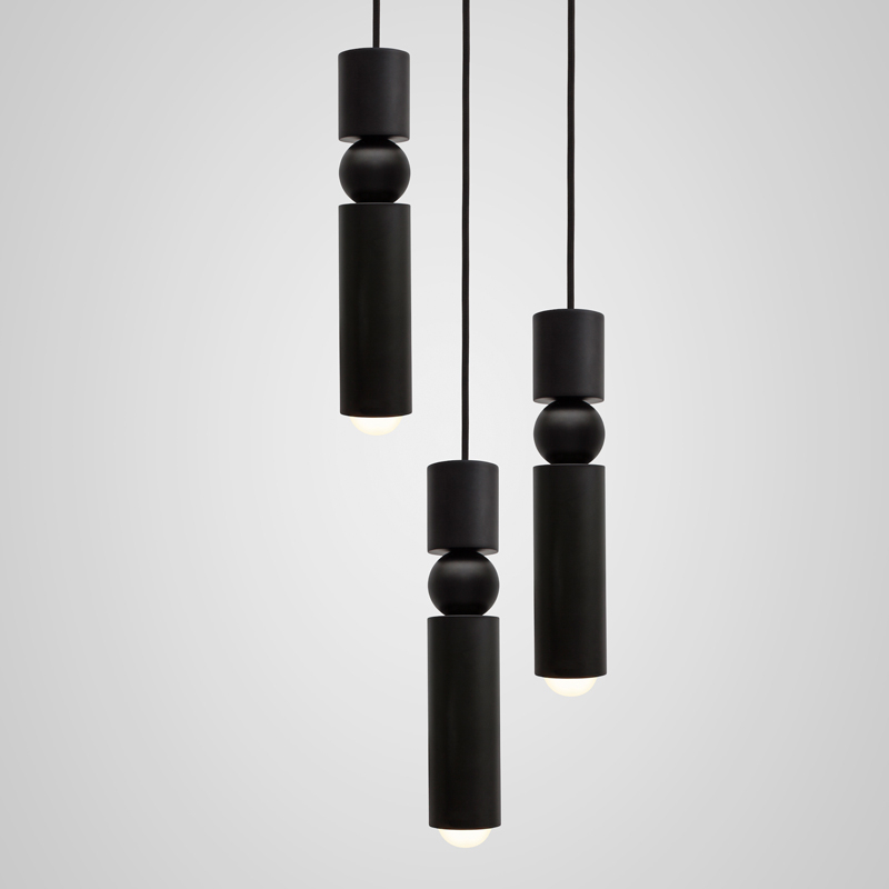 Suspension FULCRUM CHANDELIER 3 PIECES Noir mat LEE BROOM