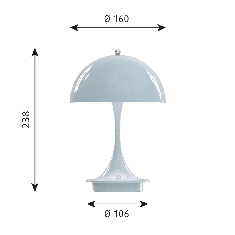 Lampe à poser PANTHELLA 160 PORTABLE METAL V2 Bleu pâle LOUIS POULSEN