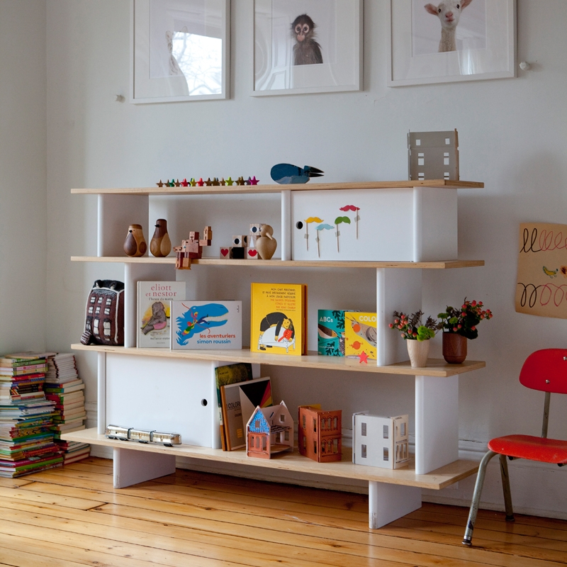 Rangement enfant MINI LIBRARY Blanc/ bouleau OEUF NYC