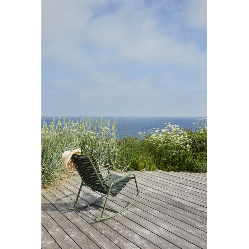 Fauteuil extérieur Rocking Chair RECLIPS accoudoirs bambou Noir HOUE