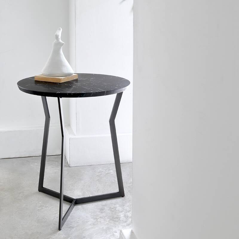 Table d'appoint guéridon STAR Marquina Noir COEDITION