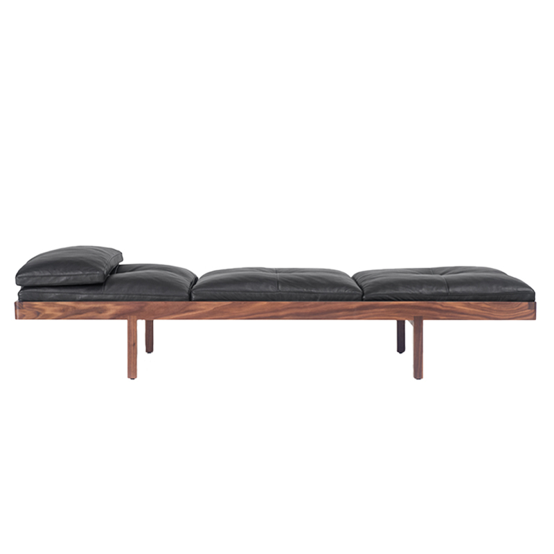 Canapé DAYBED Cuir Elegant noir/ noyer huilé BASSAMFELLOWS