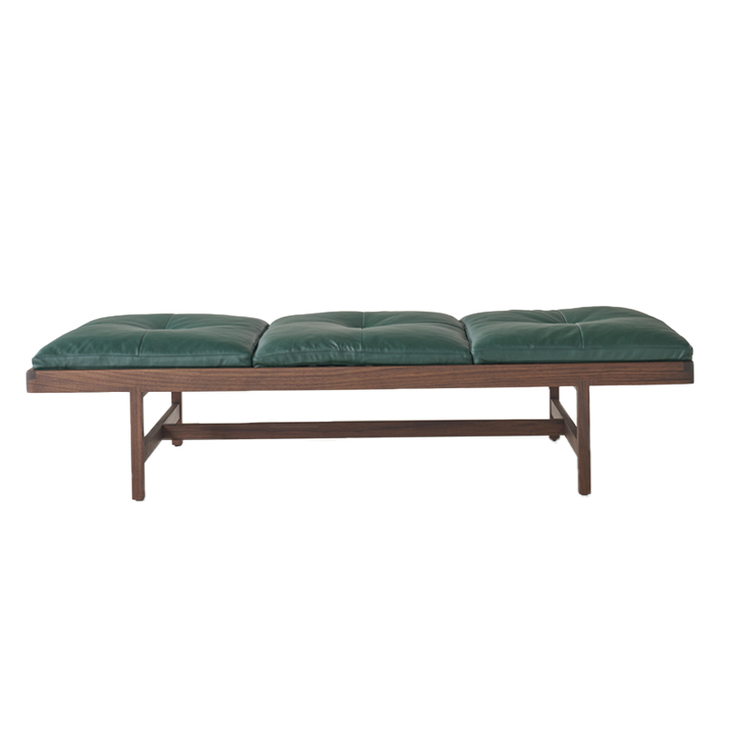 Canapé DAYBED Cuir Coach vert foncé/ noyer huilé noir BASSAMFELLOWS