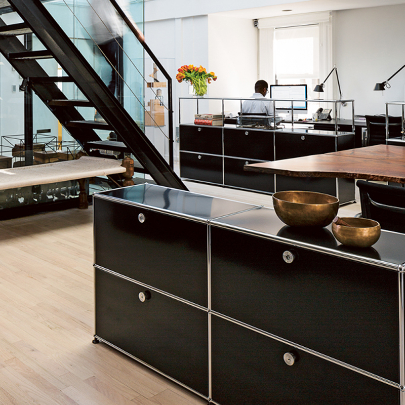 Meuble de rangement USM HALLER E2 Noir graphite USM HALLER