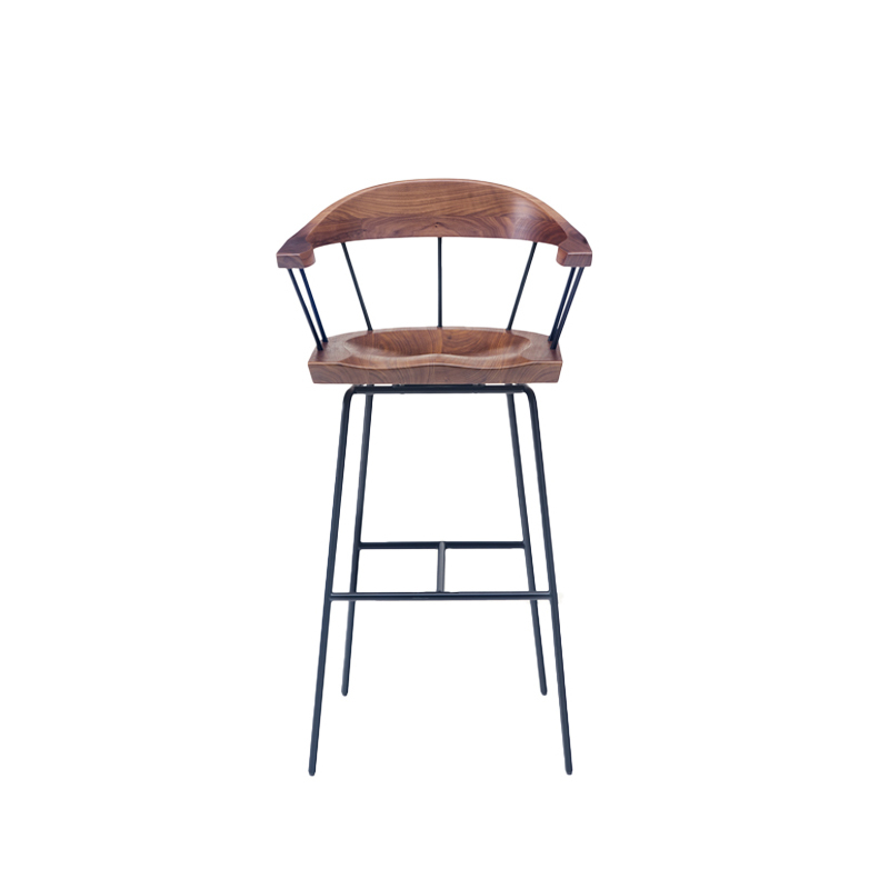 Tabouret haut SPINDLE H 76 Noyer/ noir BASSAMFELLOWS