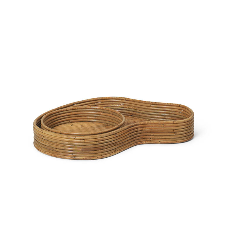 Plateau, plat Set de 2 plateaux ISOLA Naturel FERM LIVING
