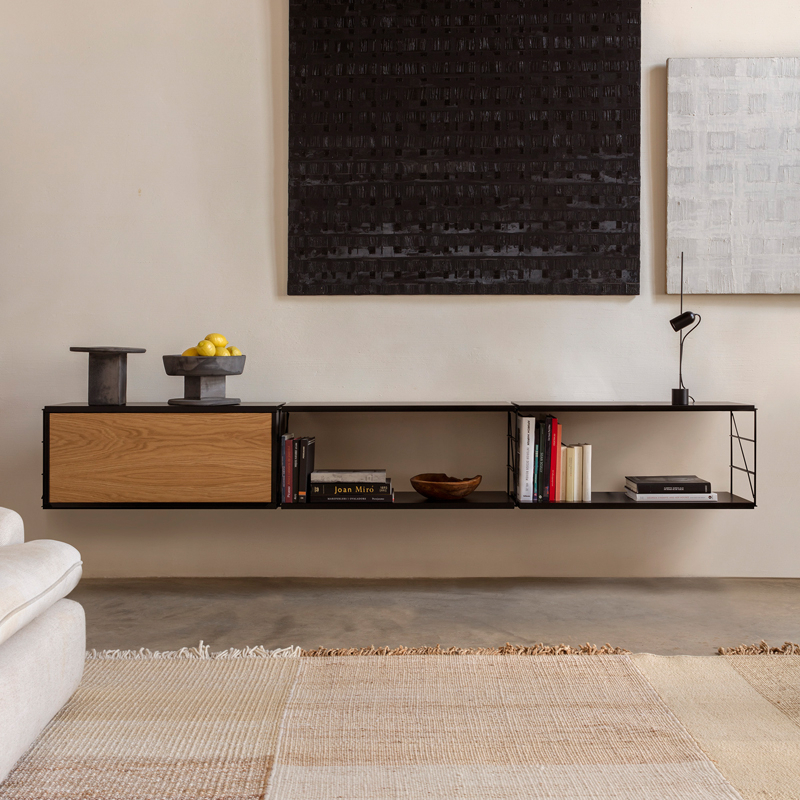 Etagère TRIA 36 L 278 Noir/ chêne MOBLES 114