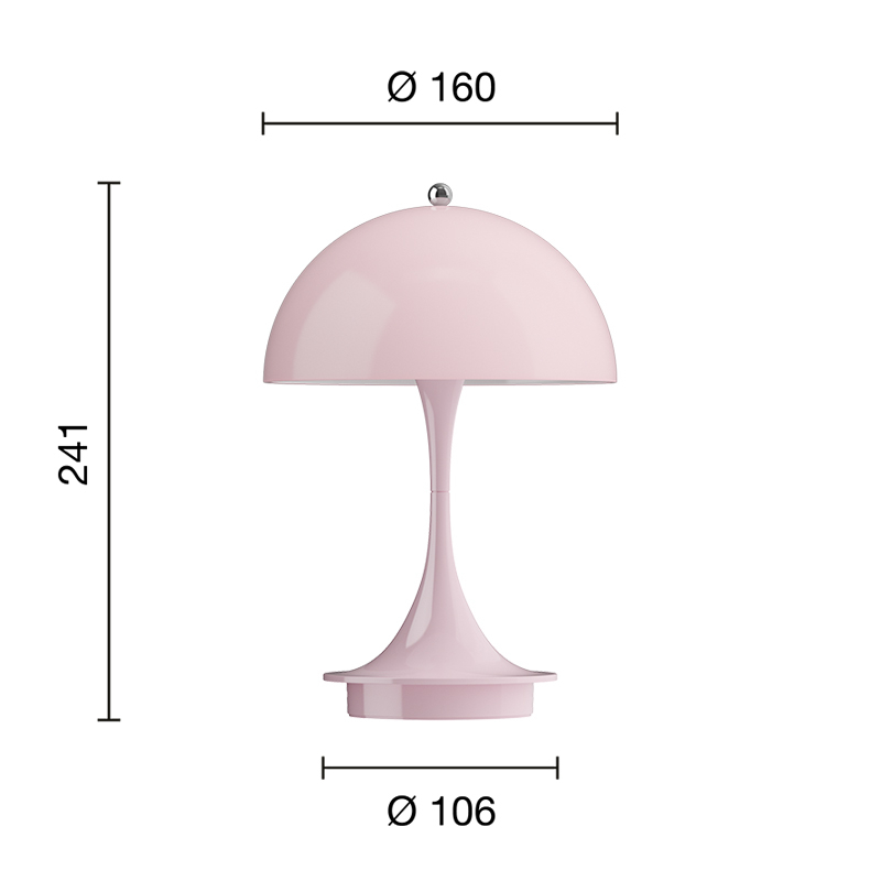 Lampe sans fil PANTHELLA 160 PORTABLE V3 Rose pâle opal LOUIS POULSEN