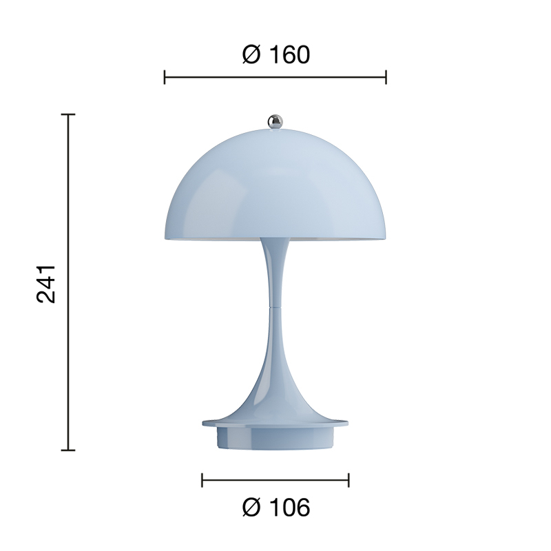 Lampe sans fil PANTHELLA 160 PORTABLE V3 Bleu pâle opal LOUIS POULSEN