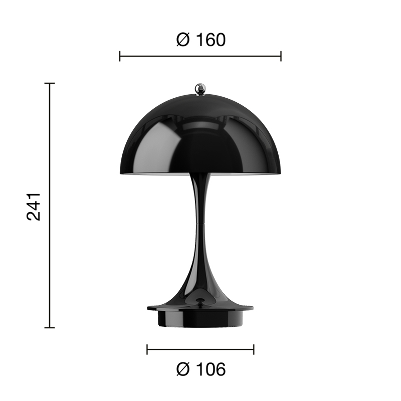 Lampe sans fil PANTHELLA 160 PORTABLE V3 Noir opaque LOUIS POULSEN