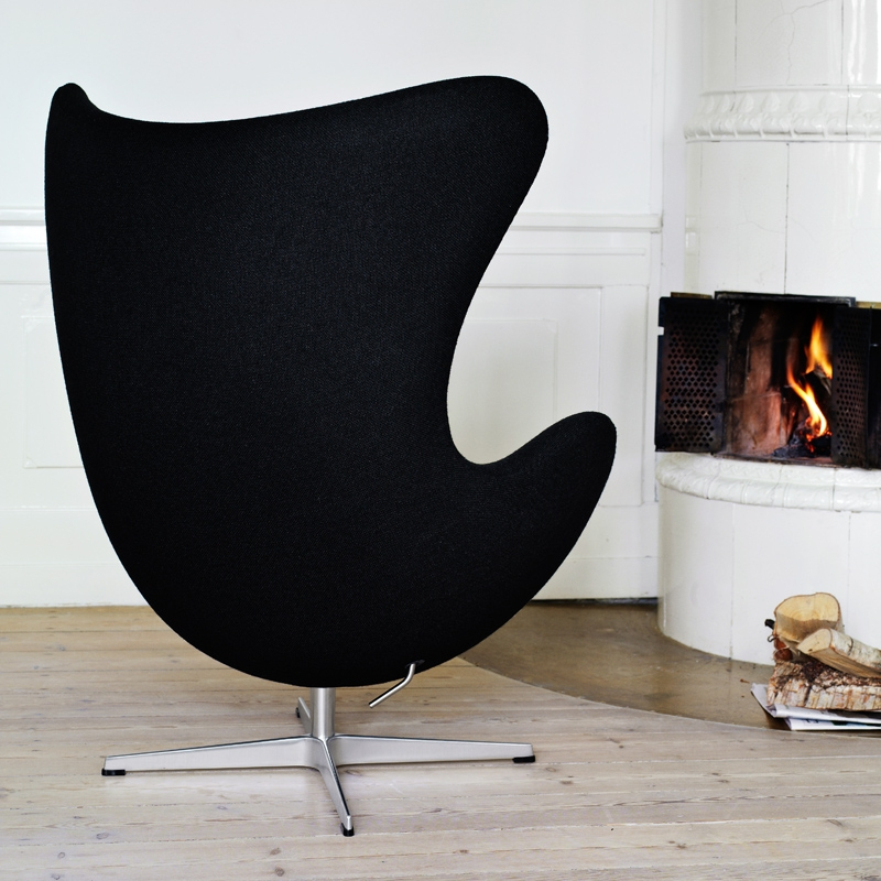 Fauteuil OEUF (EGG) Tissu Tonus Noir FRITZ HANSEN