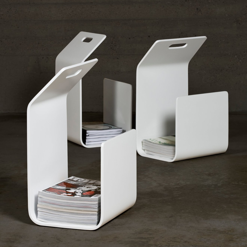 Petit rangement Porte-revues porte-bûches KANTO Blanc ARTEK