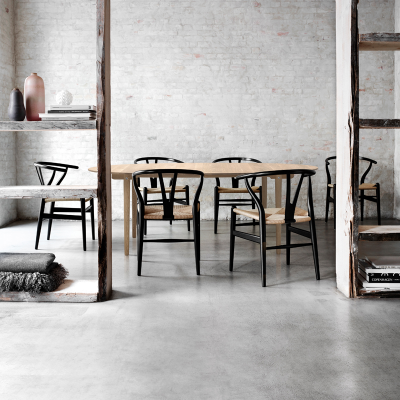 Chaise WISHBONE ARMCHAIR CH24 Chêne teinté noir/ corde naturelle CARL HANSEN