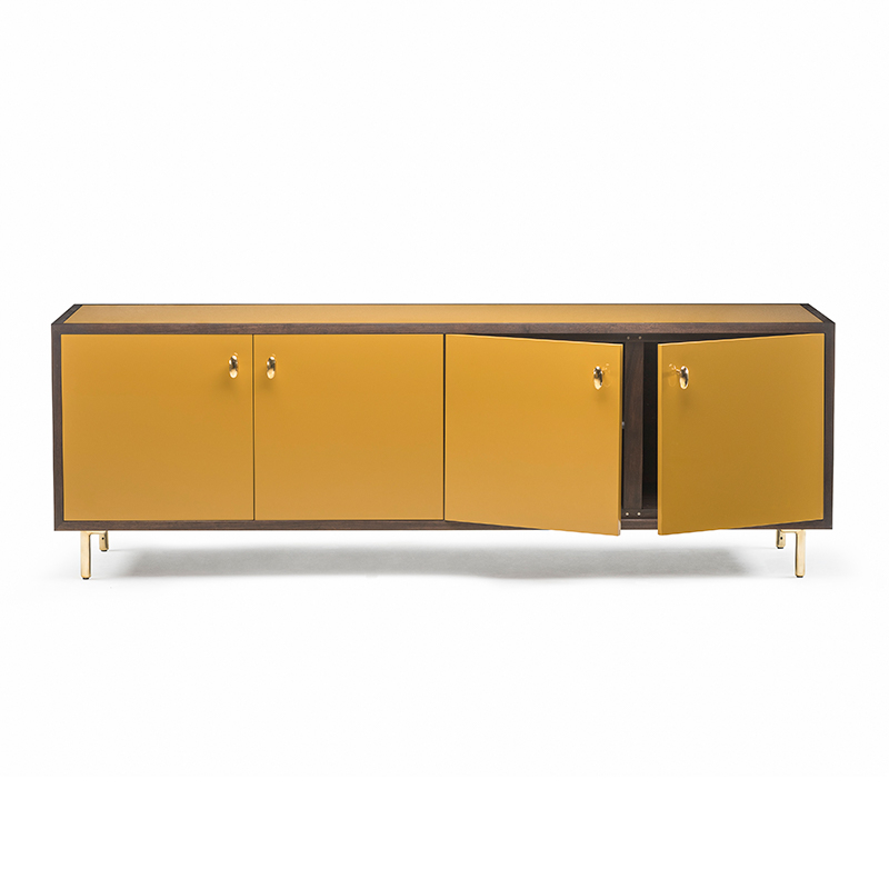 Meuble de rangement Buffet CLASSON 4 portes Noyer danois huilé / HDF Ochre DE LA ESPADA