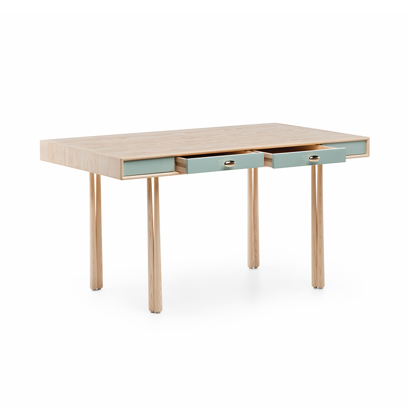 Bureau ELLIOT Frêne huilé blanc / HDF peint lagon brillant DE LA ESPADA