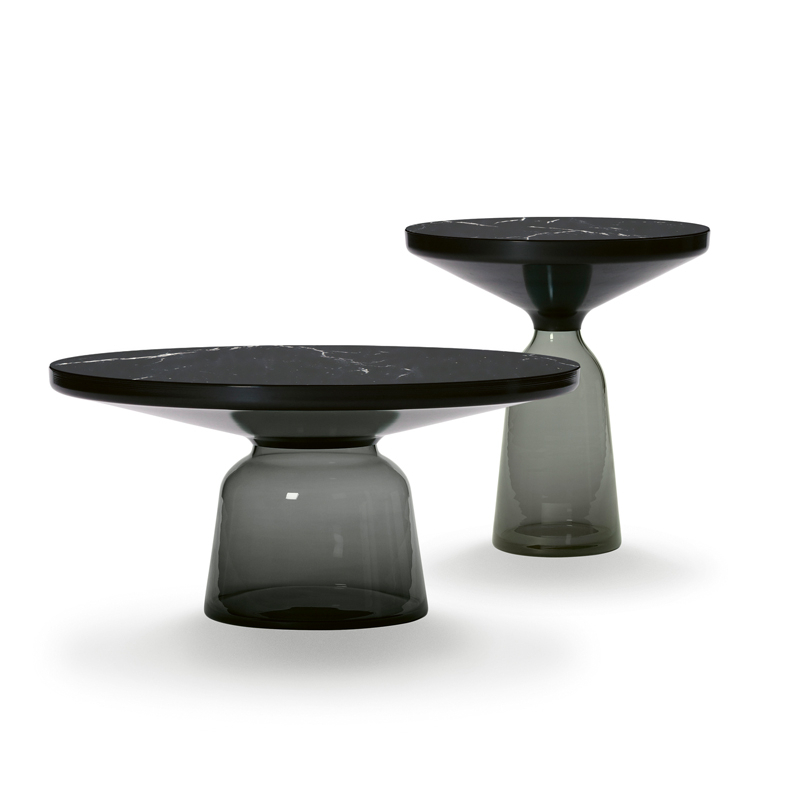 Table d'appoint guéridon BELL SIDE Marbre Gris quartz/ noir CLASSICON
