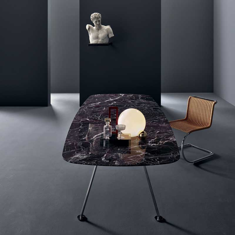 Table GRASSHOPPER L 200 Rouge veiné blanc et vert KNOLL