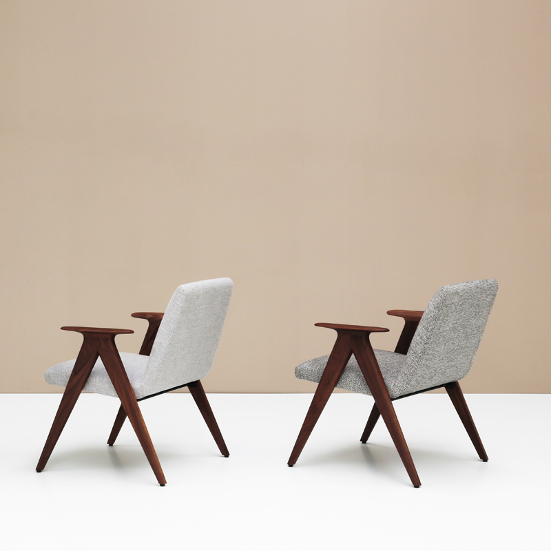 Fauteuil LIBERA Gris chiné/ noyer STUA