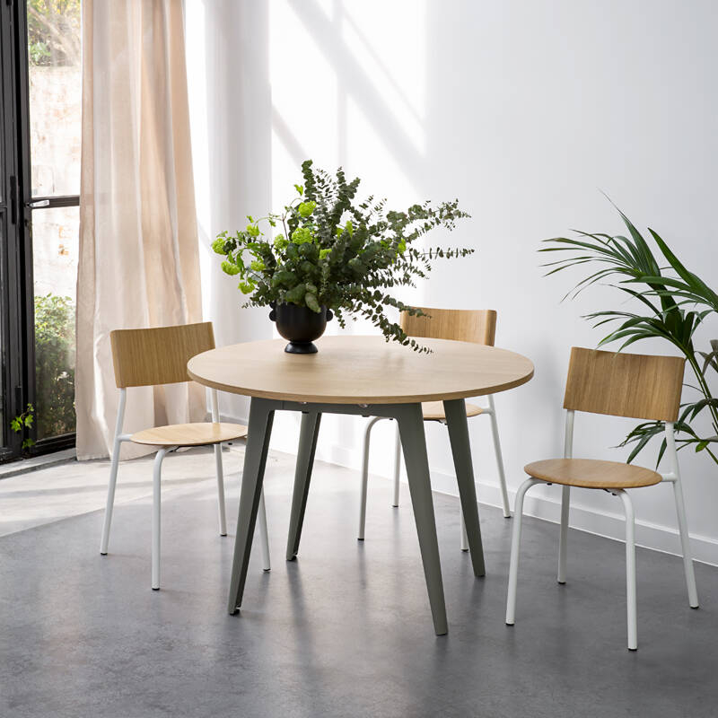 Table NEW MODERN Chêne Ø 110 Gris Eucalyptus TIPTOE