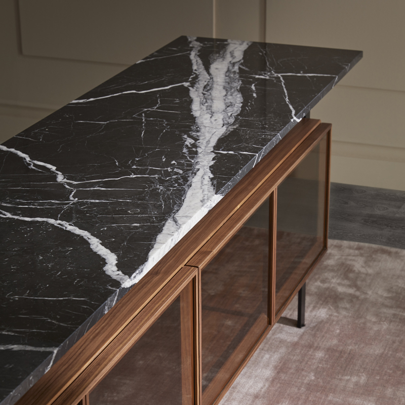 Meuble de rangement CHICAGO Portes Verre Noyer PUNT MOBLES