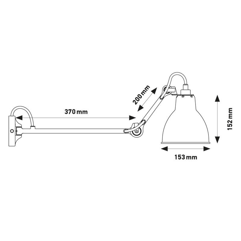 Applique GRAS N°204 L40 Noir/ intérieur cuivre DCW EDITIONS