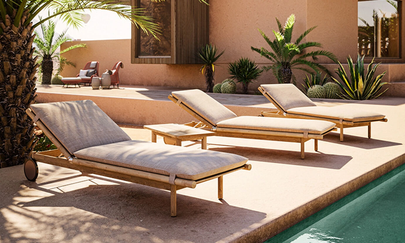 Bain de soleil, chaise longue et hamac