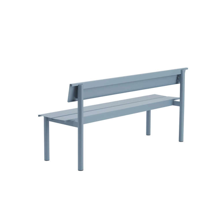 Banc extérieur LINEAR STEEL avec dossier L 170 Bleu pâle MUUTO
