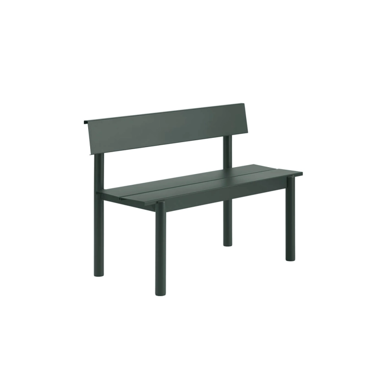 Banc extérieur LINEAR STEEL avec dossier L 110 Vert foncé MUUTO