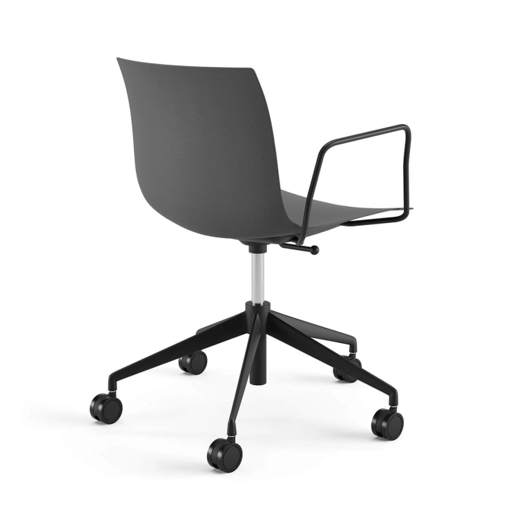 Chair with armrests CATIFA RE 46 Grey , 5-Leg Base, Black Legs ARPER