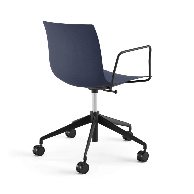Chair with armrests CATIFA RE 46 Blue , 5-Leg Base, Black Legs ARPER