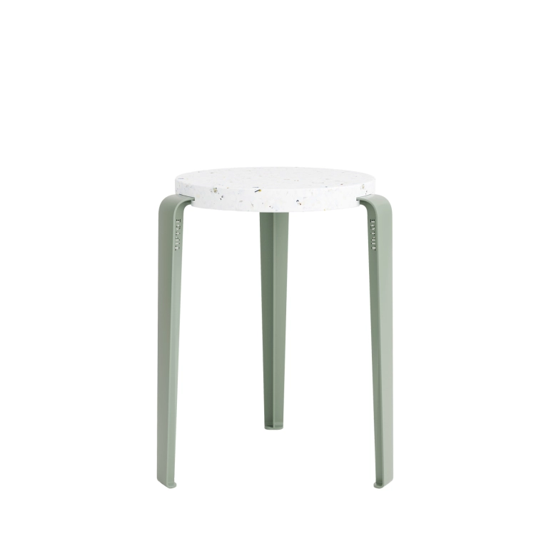 Tabouret LOU Plastique Recyclé Venezia Gris Eucalyptus TIPTOE
