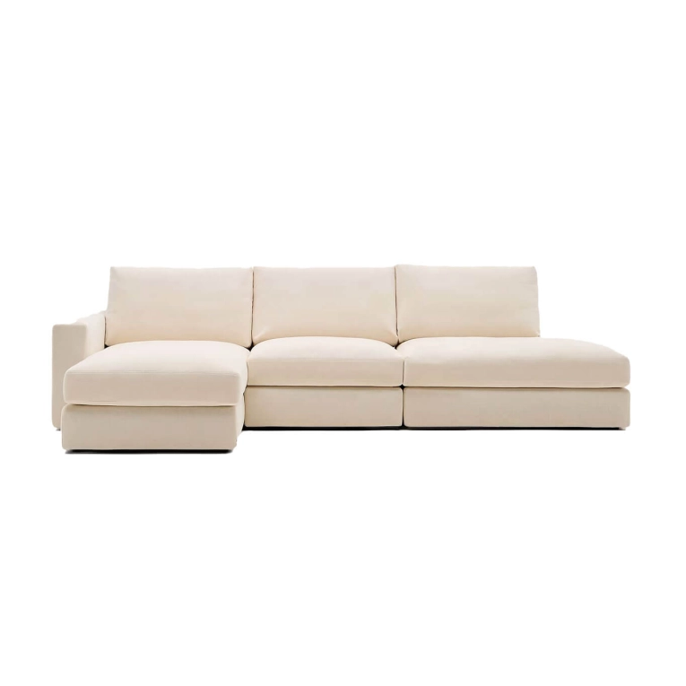 ALEA 5 places avec méridienne gauche chenille Ecrue KAVE HOME