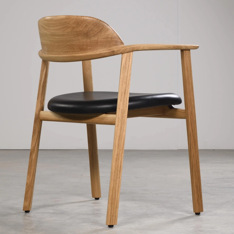 Dining Chair MATI leather Nappa 10000 Black oak white ZANAT