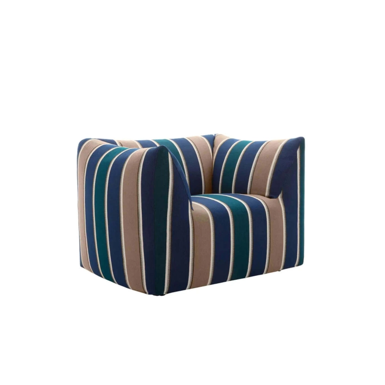 LA BAMBOLA Jacquard Lima raie bleue B&B ITALIA