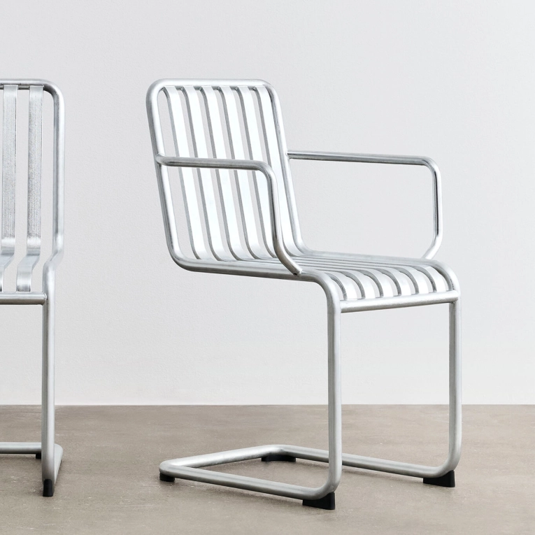 Outdoor Chair and Small Lounge Chair PALISSADE CANTILEVER Arms, Aluminium HAY