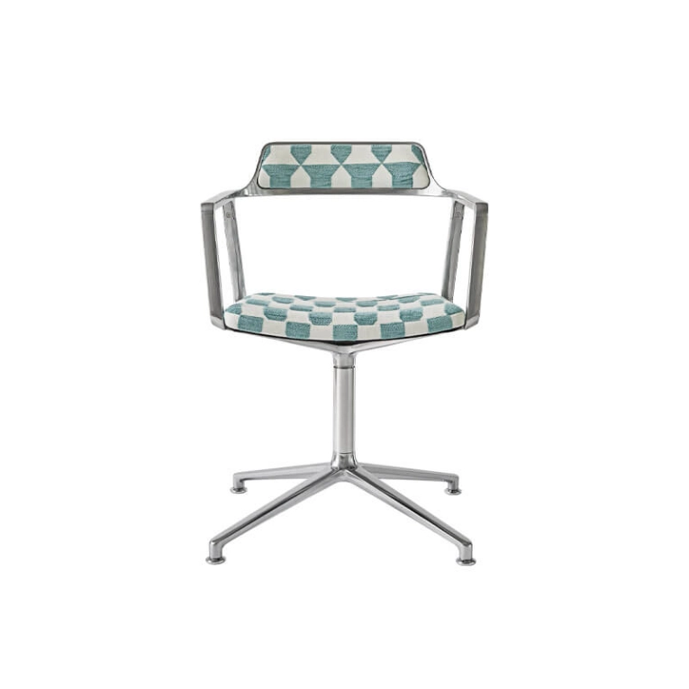 SWIVEL CHAIR 452 à patins Tissu Lagrasse / Aluminium poli VIPP