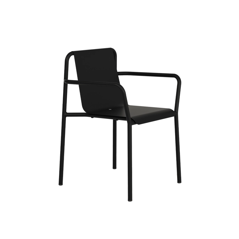 Chaise extérieure PANORAMA Noir Graphite avec accoudoirs TIPTOE