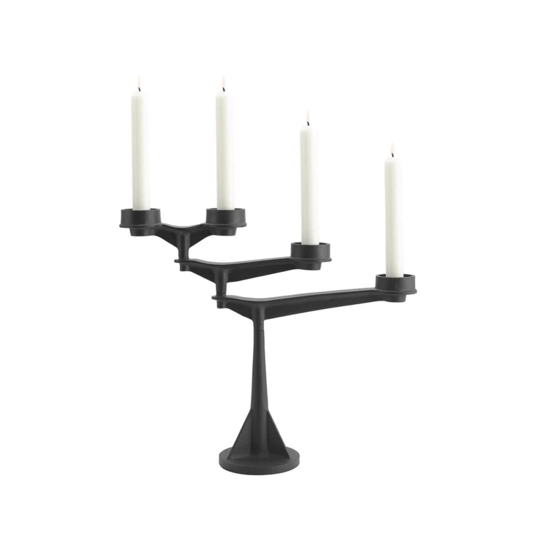 Photophore, bougeoir et bougie Candélabre MINI SPIN Noir TOM DIXON