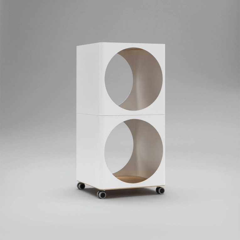 Table d'appoint guéridon RING à roulettes Blanc B-LINE