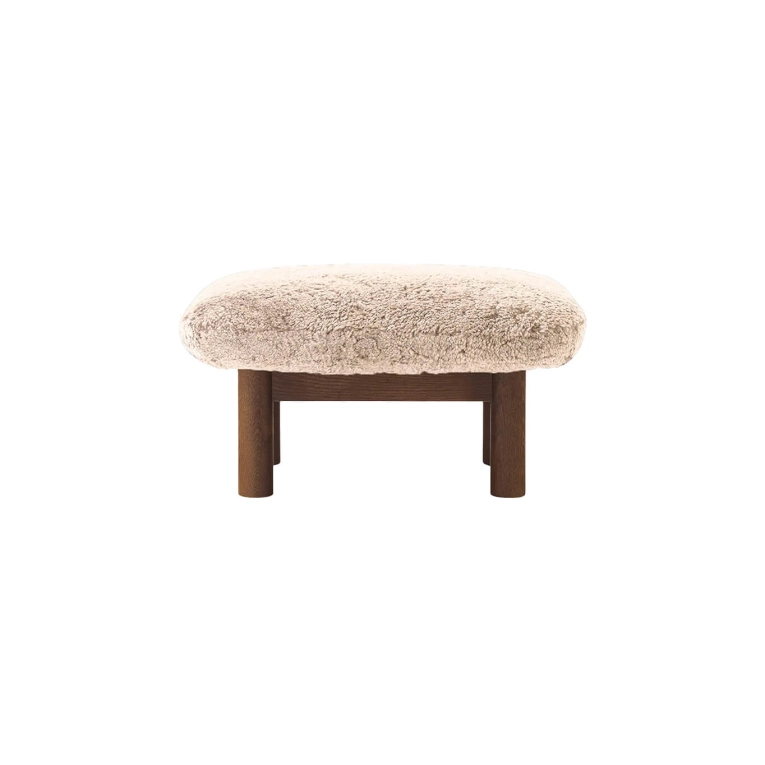 Pouf BRASILIA Chêne Foncé/ Sheepskin Nature AUDO COPENHAGEN